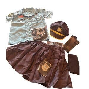 NIP Police Costume for Girls Dress Up Halloween Skirt, Shirt, Hat More Size XL